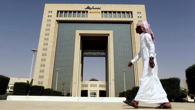 A man walks past the headquarters of Sabic in Riyadh, Saudi Arabia. Faisal Al Nasser /Reuters