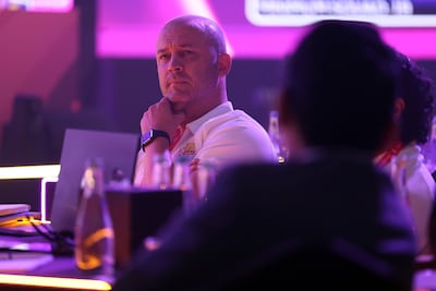 Gulf Giants head coach Jonathan Trott during the ILT20 player auction in Dubai. Chris Whiteoak / The National