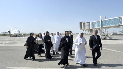 UAE Minister of Culture and Knowledge Development Noura Al Kaabi arrives in Baghdad on April 23, 2018. Wam
