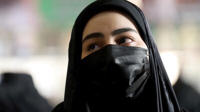 Qassem Suleimani's daughter, Zeinab, attends the commemoration ceremony. West Asia News Agency via Reuters