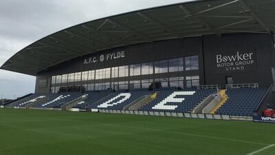 AFC Fylde’s new 2,000 seater main stand. Andy Mitten for The National