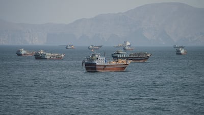 Vessels in the Strait of Hormuz, as seen from Musandam, Oman. Reuters