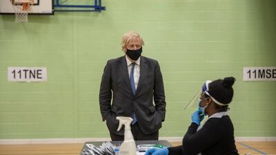 Boris Johnson visits the gym of Sedgehill School. Reuters