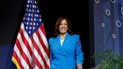 US Vice President Kamala Harris at in New Orleans, Louisiana, on July 6. She's already in the White House and can run as a surrogate incumbent. Reuters