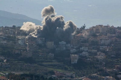 Smoke rises from the site of an Israeli air strike in the southern Lebanese village of Khiam. AFP