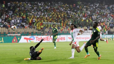 Sadio Mane scores Senegal's third goal in their 3-1 Africa Cup of Nations semi-final win over Burkina Faso at the Ahmadou Ahidjo Stadium in Yaounde, on Wednesday, February 2. AP
