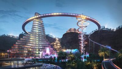 Qiddiya City, an entertainment development located on the outskirts of Riyadh, will be home to the kingdom's first theme park. Qiddiya Investment Company on Thursday said it awarded 2 billion riyals worth of contracts since construction began at the site last year. Courtesy Saudi Tourism