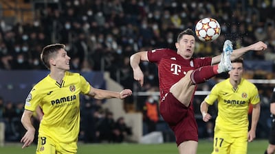 Villarreal's Juan Marcos Foyth in action against Bayern striker Robert Lewandowski. EPA