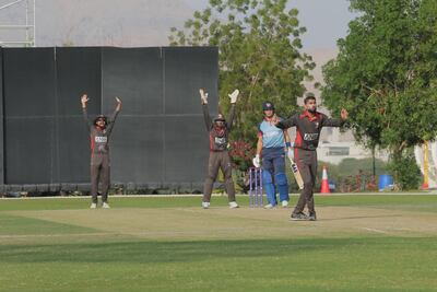 Ahmed Raza picked up five wickets against Namibia. Courtesy Cricket Oman