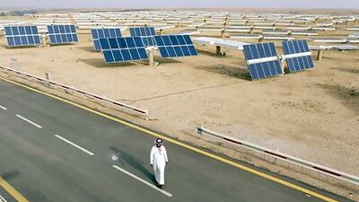 Solar panels in Riyadh. The kingdom aims to add 60 gigawatts of solar power to its grid by 2030. Photo: Fahad Shadeed