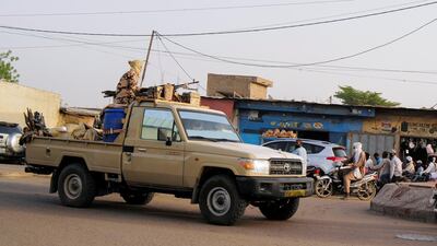 Members of the Chadian security forces patrol the capital N'Djamena on Tuesday. Reuters