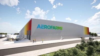 A rendering of the AeroFarms AgX site in Abu Dhabi, which will tackle food security challenges in arid climates. Courtesy AeroFarms