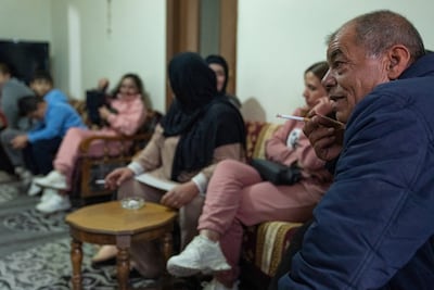 Zainab Sharaf and her family are now staying with her long-time friend Nejmeh Touma, who had already been hosting a family of five. They are now 20 people to one apartment. Matt Kynaston for The National
