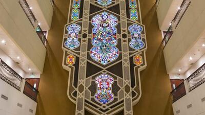 The 10-storey high stained glass mural in the soon to be demolished Ramada Bur Dubai. Antonie Robertson / The National