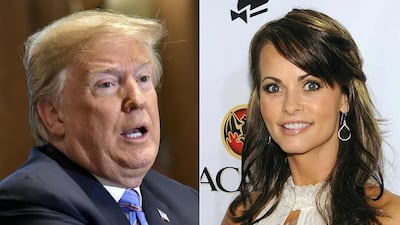 US President Donald Trump and Playboy model Karen McDougal. AFP