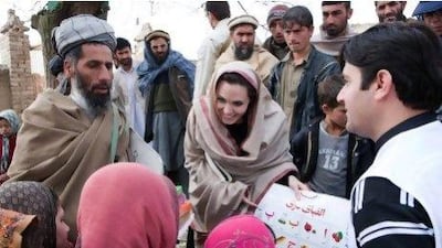 Angelina Jolie visited Afghanistan as a goodwill ambassador for the UN in 2011. She has also visited refugee camps in Iraq, Haiti and Pakistanamong other places.