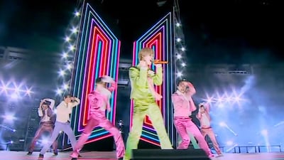 BTS perform from South Korea for the American Music Awards on November 22, 2020 in Los Angeles. AP