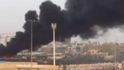 A Twitter user captured these images of the blaze on Friday afternoon.