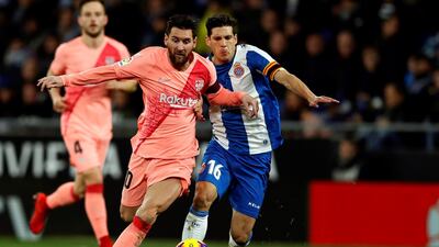 Barcelona forward Lionel Messi in action against Espanyol. EPA