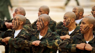 Members of the Self-proclaimed Libyan National Army (LNA) special forces attend a graduation ceremony in Benghazi on December 31, 2018. AFP