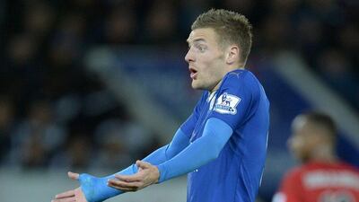 Leicester City's Jamie Vardy reacts during his team's Premier League draw with West Brom on Tuesday night. Oli Scarff / AFP / March 1, 2016