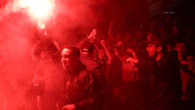 Scotland fans celebrate in London after the 0-0 draw with England. Reuters