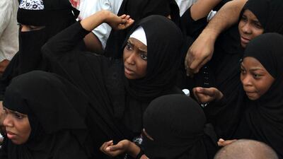 Pilgrims propel stones at the symbolic devil during the last day of Hajj in Mina, Saudi Arabia. Alaa Badarneh / EPA