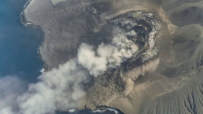 Mount Anak Krakatau spews smoke and volcanic ash during the eruption. AFP