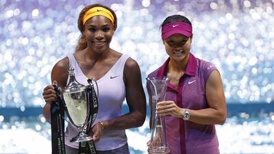 Serena Williams poses with Li Na at the 2013 WTA Finals in Istanbul, Turkey. Murad Sezer / Reuters