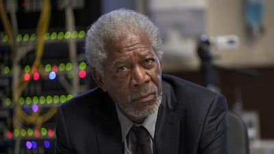 Morgan Freeman as Professor Samuel Norman in Lucy, Jessica Forde / courtesy Universal Pictures