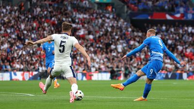 Jon Dagur Thorsteinsson scores for Iceland. Getty Images