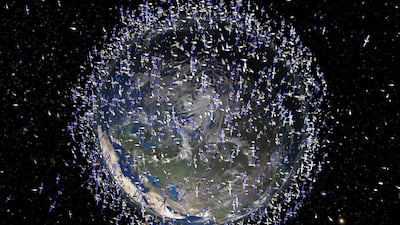 An artist's impression of the debris field in low-Earth orbit. According to Nasa, some pieces move up to seven or eight kilometres a second. AFP