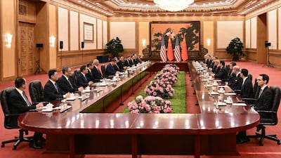 President Xi and President Trump during a bilateral meeting at the Great Hall of the People in Beijing. AFP