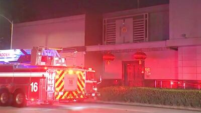 A fire engine is seen outside Chinese consulate in Houston on July 21, 2020. Media reports in Houston said that authorities had responded to reports of a fire at the consulate. AP Photo