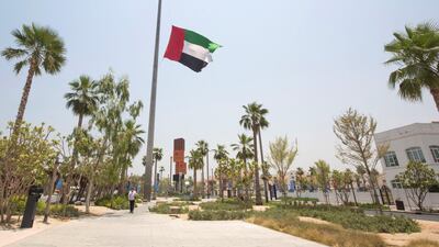 The UAE flag flown at half staff. Ruel Pableo for The National