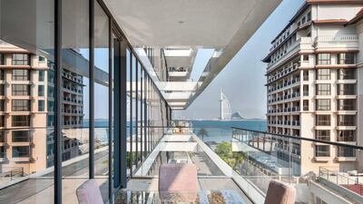 One terrace has a Burj Al Arab view. Courtesy Luxhabitat Sotheby's International Realty
