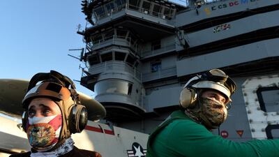 The Dwight D Eisenhower returned to Norfolk, Virginia, at the end of December and its relief, the George H W Bush has not yet left port, leaving a potential gap of two months. AFP