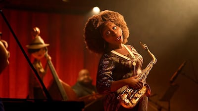 Joe Gardner, voiced by Jamie Foxx, left, and Dorothea Williams, voiced by Angela Bassett, in a scene from the animated film 'Soul'. Disney Pixar