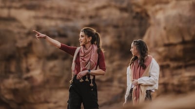 Queen Rania and Princess Salma tour Wadi Rum in their native Jordan. Photo: Royal Hashemite Court