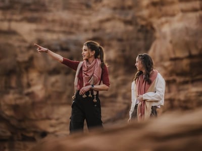 Queen Rania and Princess Salma tour Wadi Rum in Jordan. Photo: Royal Hashemite Court