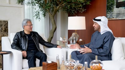Sheikh Mohamed with Jensen Huang, chief executive of Nvidia