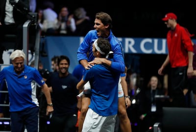 Roger Federer and Rafael Nadal joined forces to win the Laver Cup for Team Europe last year. AP Photo