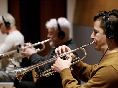 A session at Stephen Arnold Music, which has worked on sonic identities for Airbnb, CNN and UPS. Photo: Stephen Arnold Music