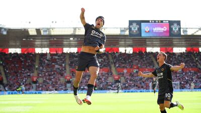 Wolves attacker Raul Jimenez celebrates scoring against Southampton in the Premier League game at St Mary's Stadium on Sunday, September 26. Reuters