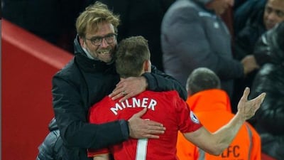 Jurgen Klopp solved his left-back problem early in the season by moving James Milner onto the position, a decision that has paid off to great effect. Peter Powell / EPA