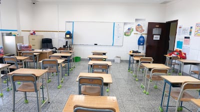 An empty classroom in a private school in Hawally, Kuwait City. Reuters