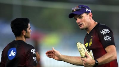 Bowling coach Kyle Mills deals out some advice. Courtesy Kolkata Knight Riders