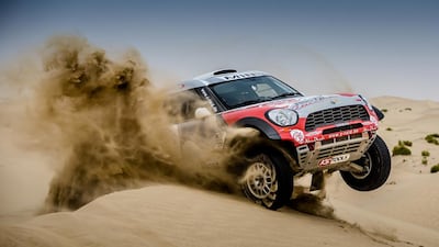 Sheikh Khalid bin Faisal Al Qassimi, Chairman of Abu Dhabi Racing (ADR), and co-driver Khalid Al Kendi had a successful test behind the wheel of a MINI ALL4 Racing ahead of the Abu Dhabi Desert Challenge (ADDC), Round 2 of the FIA World Cup for Cross Country Rallies, which runs from April 2-7. Image credit: MCH Photo