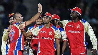 Charl Langeveldt, second from left, and Sreenath Aravind, centre, were among the wickets.