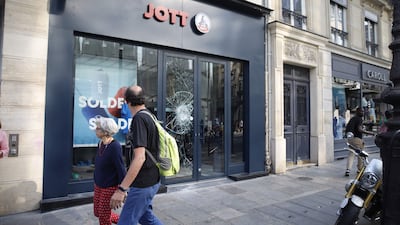 A damaged store front in Paris. AFP
